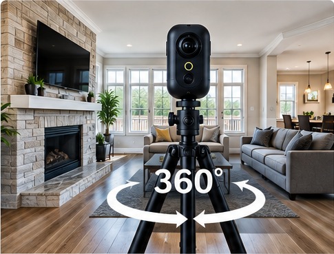 360 degree property documentation camera in a residential interior